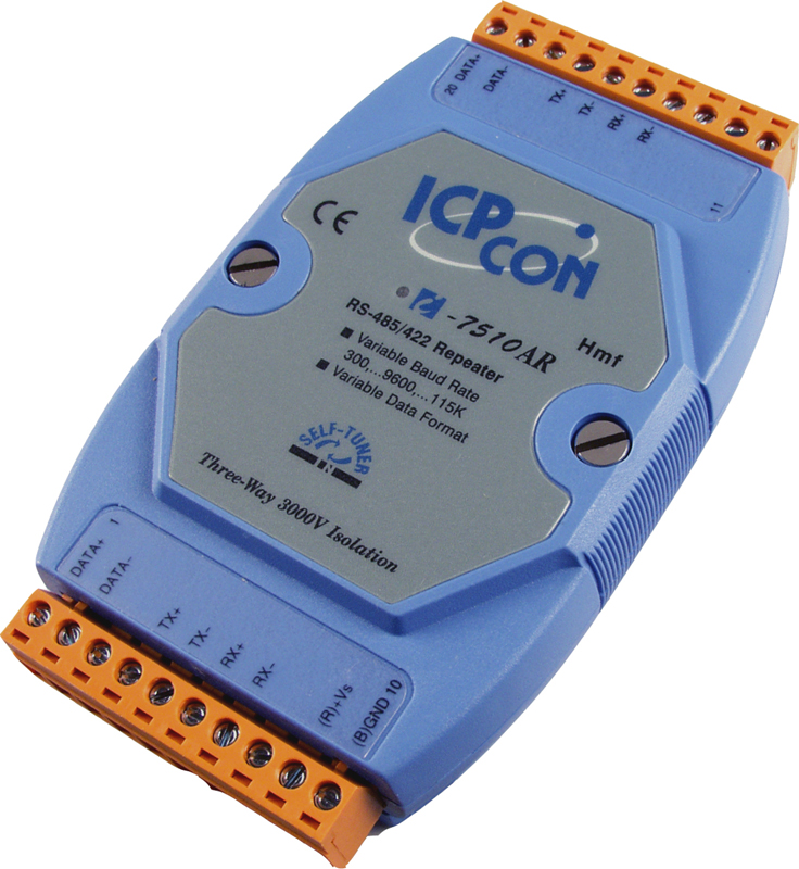 I-7510AR (RS-485/422 Three way Isolation Repeater)